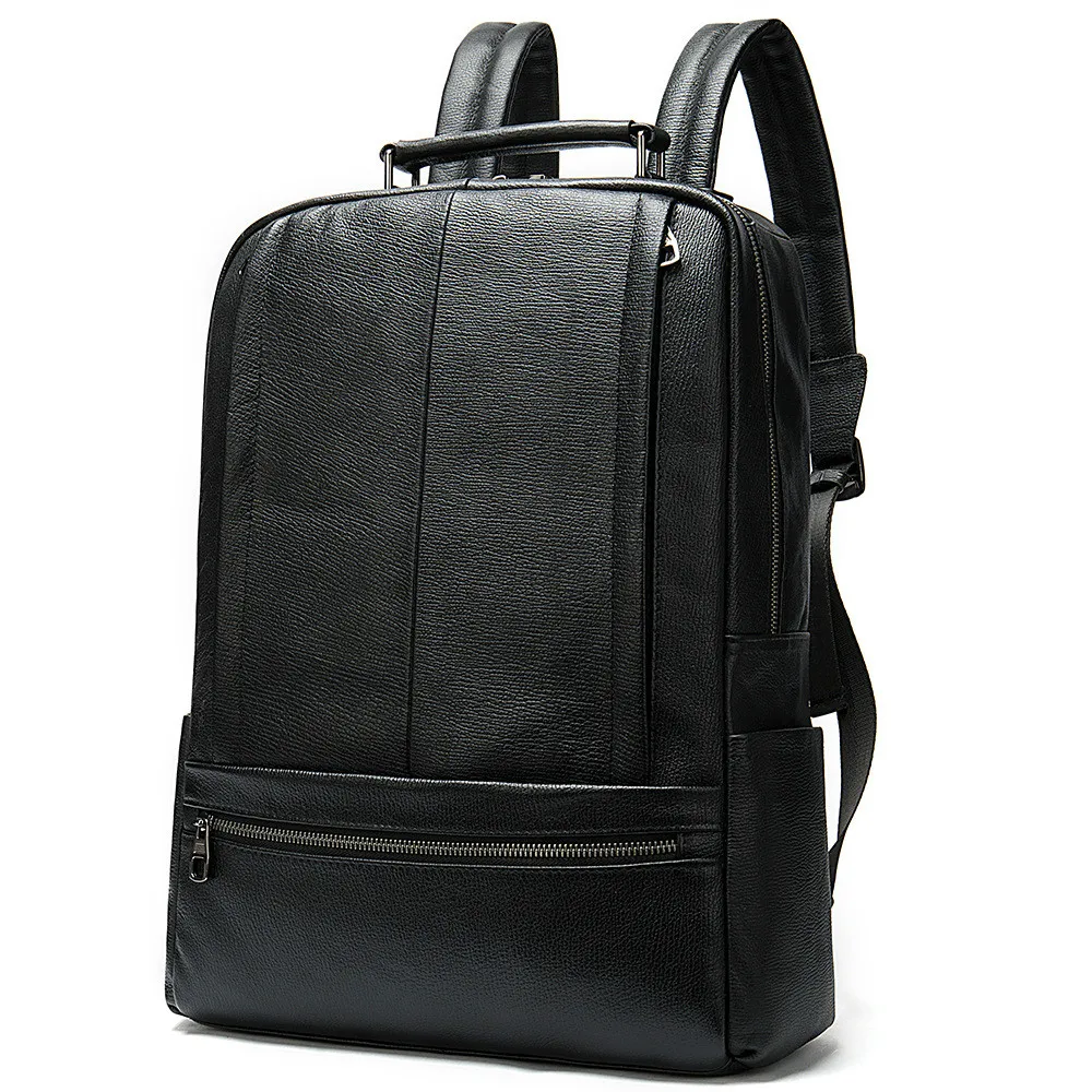 

Backpack 2019 New Leather Large Capacity Black Computer Backpack.