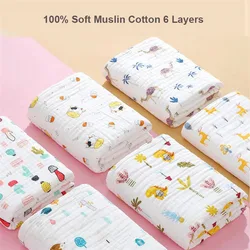 Manta de muselina de algodón de 6 capas para bebé, manta envolvente para niños, edredón cálido para dormir, funda de cama, manta de muselina para bebé