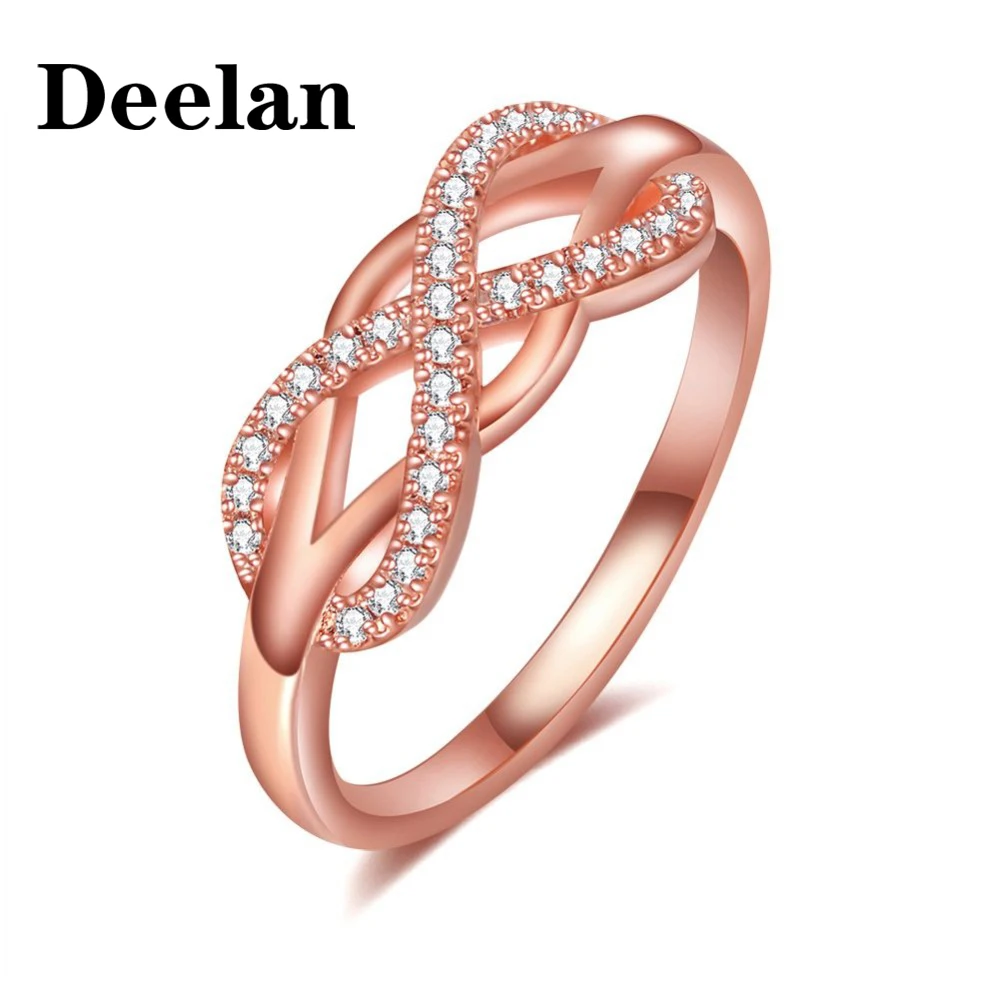 

DEELAN Rings For Women Rose Gold Silver Color Classic Infinity Jewelry Girl Fashion Party Crystal CZ Ring Love Birthday Gift