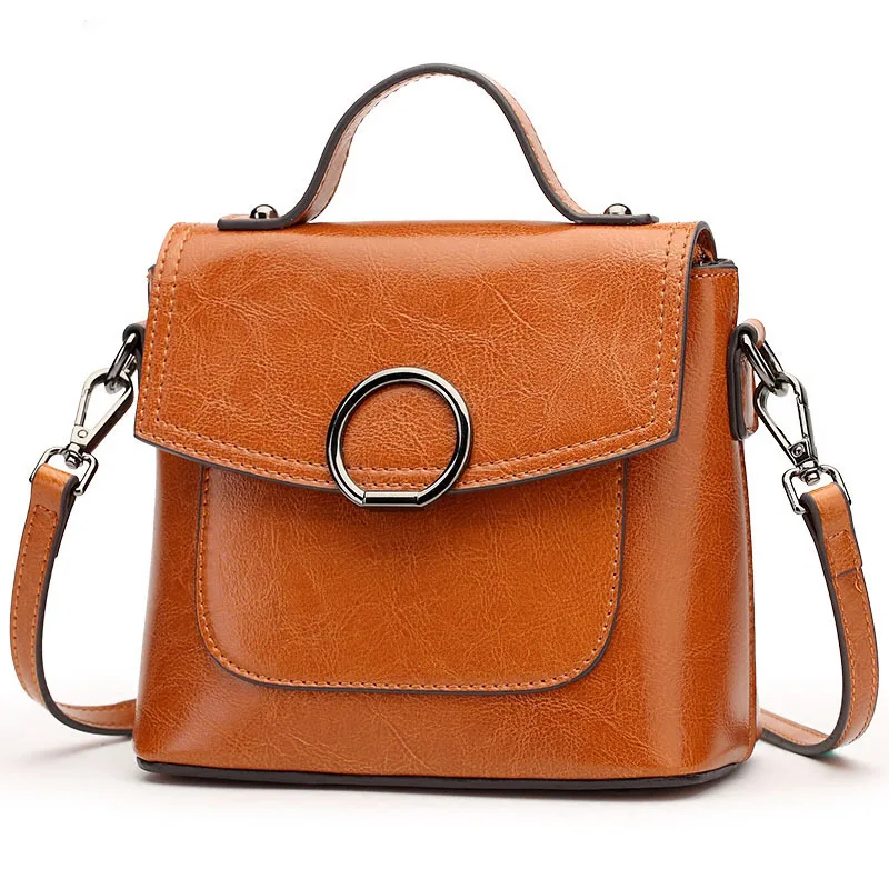 

2019 New Style WOMEN'S Leather Bags Cowhide Bag Fashion Shoulder Bag Korean-style Trend Hand Square Sling Bag a Generation of Fa