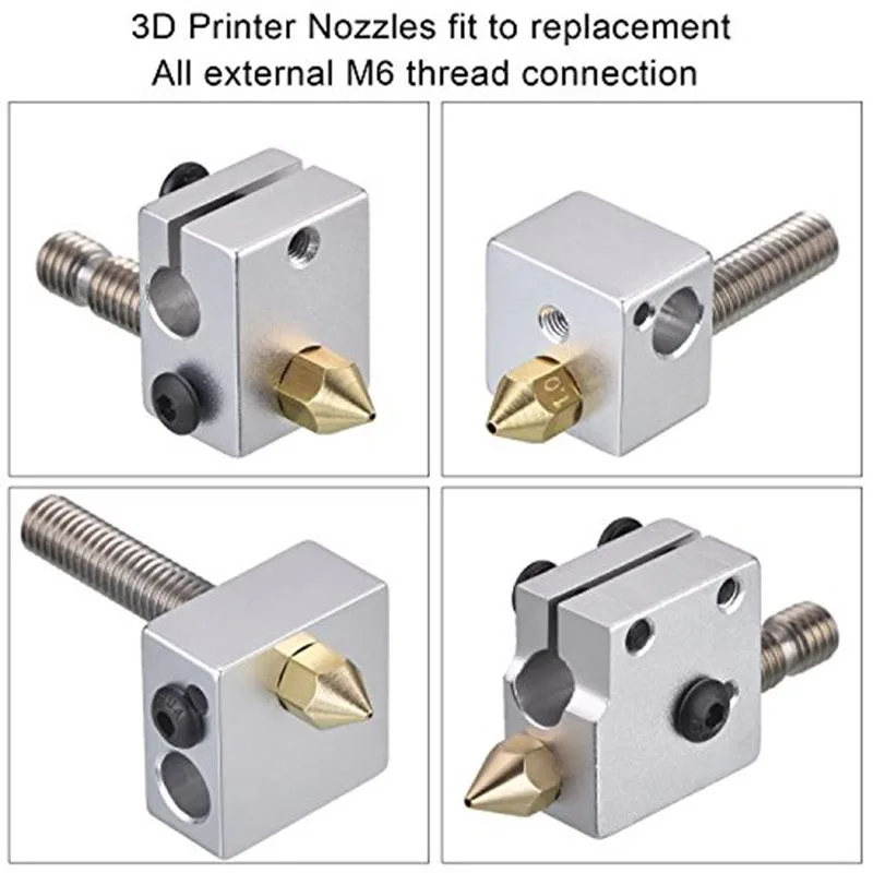 Aokin MK8 сопло 0,4 мм 0,3 мм 0,5 мм 0,8 мм Медная головка латунь M6 Резьбовая 1,75 мм 3,0 мм нить 3d принтер экструдер сопло