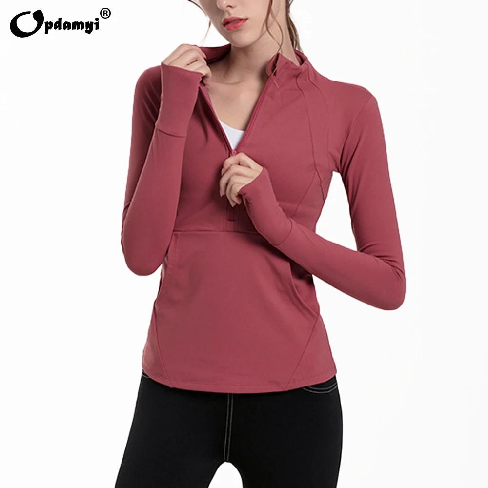 

Long Sleeve Sports Jacket Women Half Zipper Fitness Yoga Shirt Gym Top Activewear Running Coats Workout Clothes Yoga Top Woman