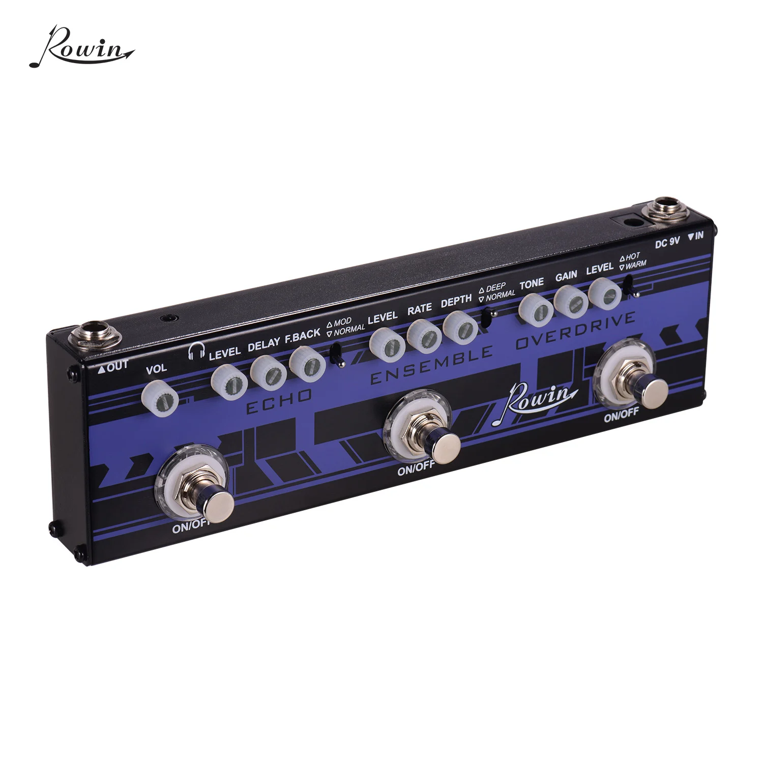 Rowin DAP-2 3-в-1 гитары мульти эффекты педаль эхо + ансамбль овердрайв корпус из