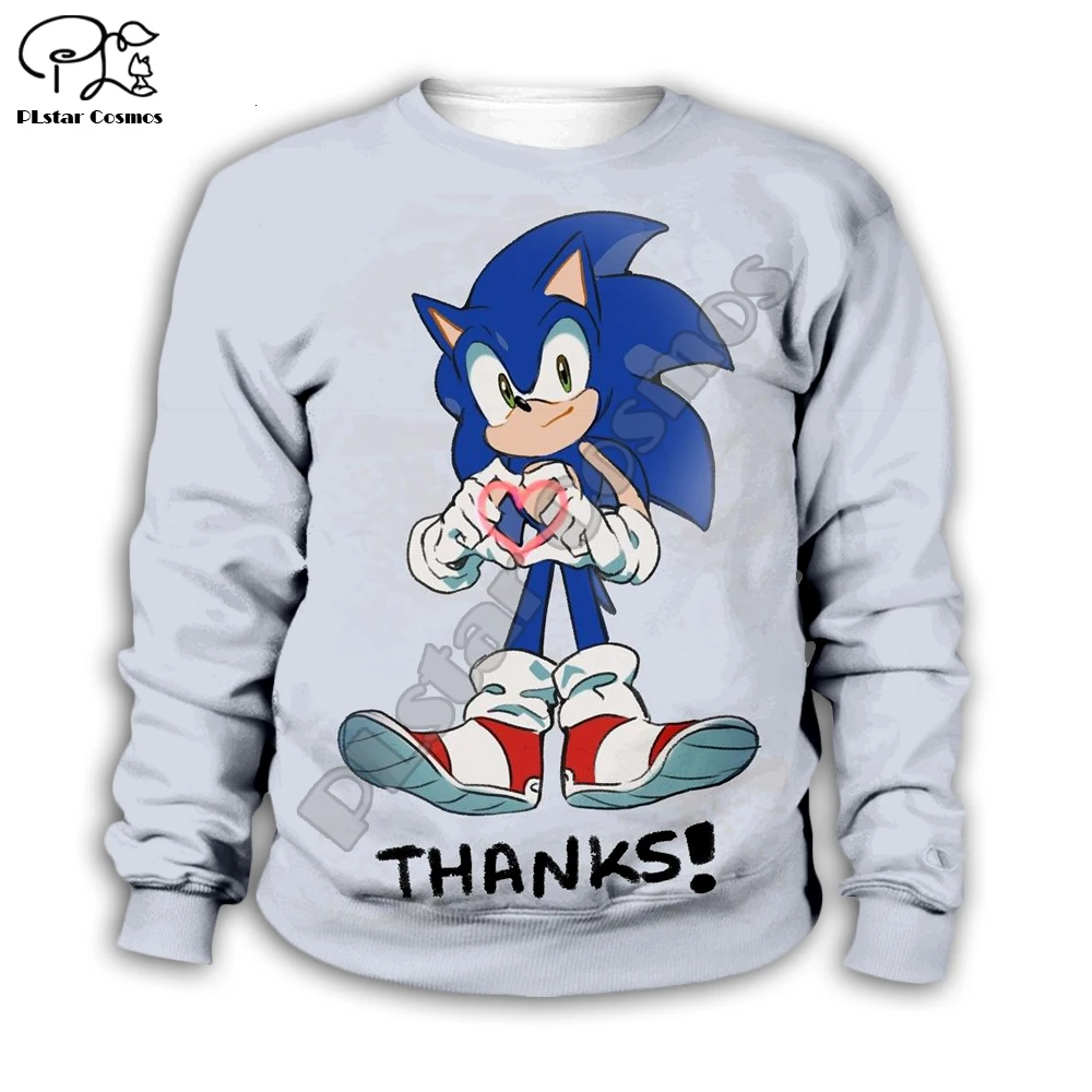 Family Kids anime Super Sonic print baby 3d Hoodies set Cartoon The Hedgehog Sweatshirt Boys Children zipper coat shirt pants