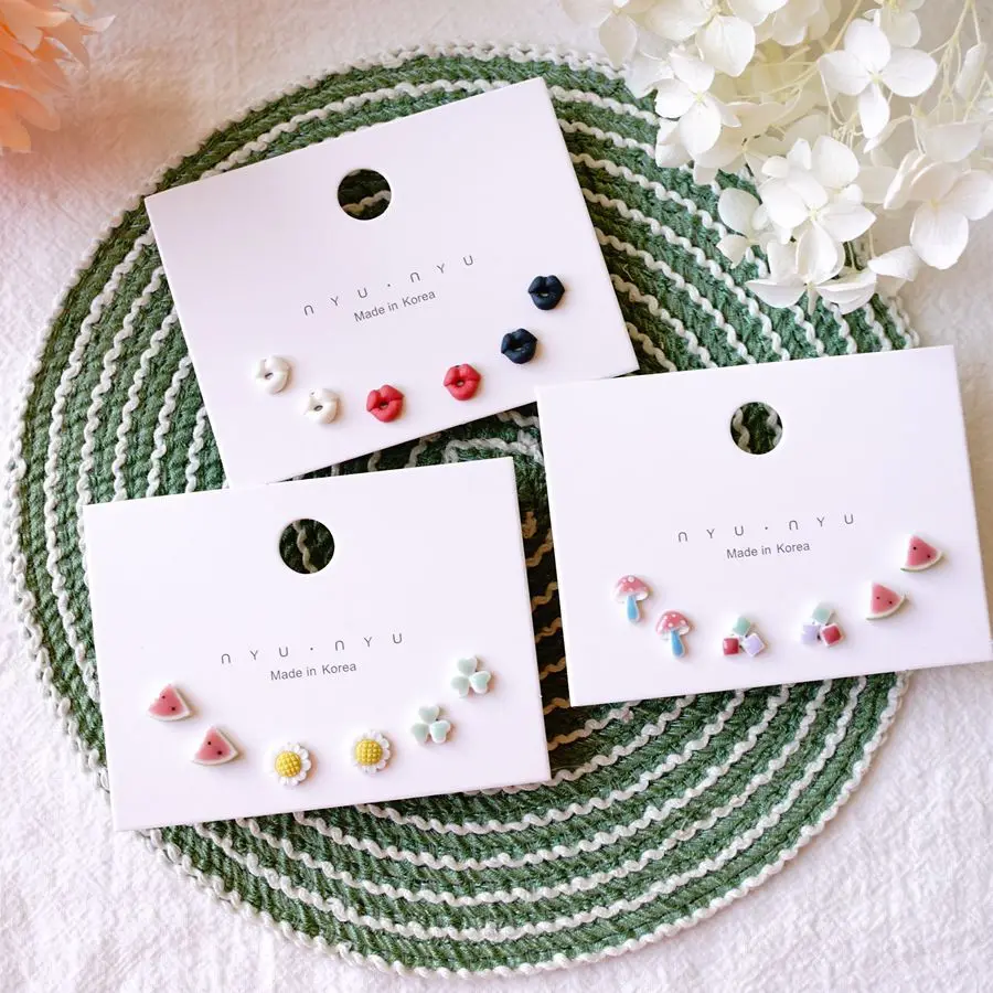 3pcs Popular Ceramic Simple Daily Geometric Earrings Small Stud Suit Design For Women Fashion #XN216 | Украшения и аксессуары