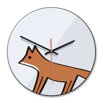 

HOT-Cartoon Animal Cute Innovative Wall Clock Simple Decorated Wall Clock Living Room Clock For Children Bedroom As Gift Fox