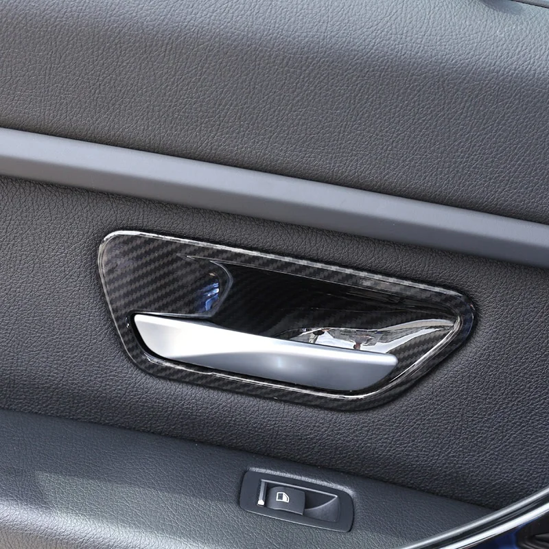 2 шт. углеродное волокно ABS внутренняя дверная ручка Чаша Крышка Накладка для BMW 3 4 серии F30 F32 F35 316I 318I 320Li 2013