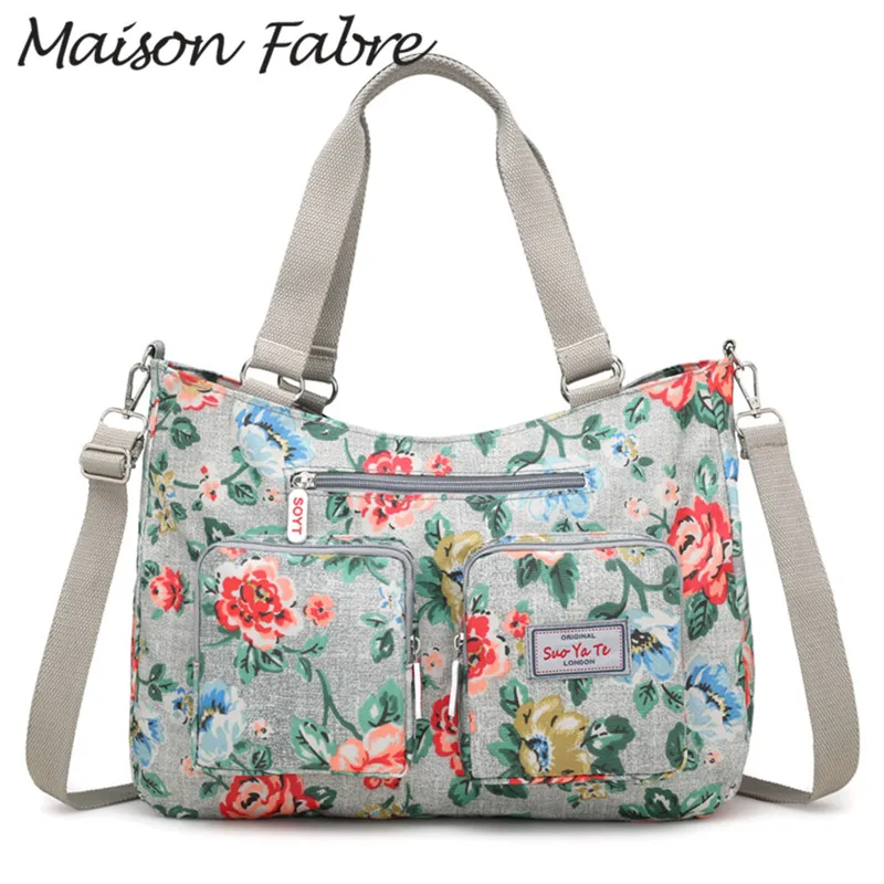 Женская нейлоновая сумка через плечо, сумка для телефона с цветочным принтом, женские сумки на молнии, водонепроницаемая сумка на ремне - Цвет: C