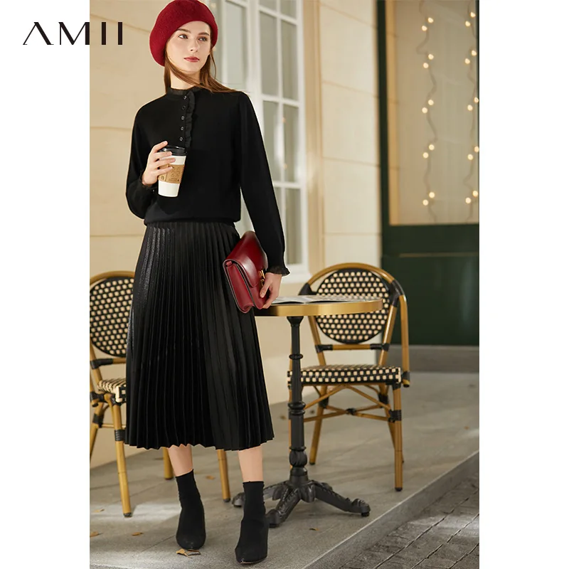 Amii Minimalism Winter Fashion 100%wool Sweaters