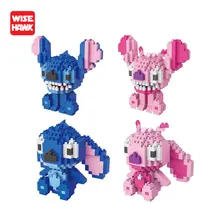 Wise Hawk строительные блоки Ститч аниме Kawaii Мультфильм Микро Мини Кирпичи DIY модель комплект обучающие игрушки для детей