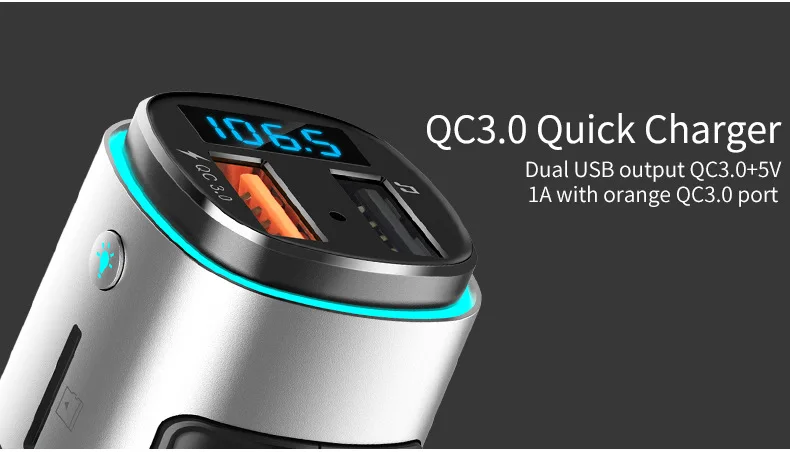 Универсальный портативный QC3.0 Быстрый мини зарядный адаптер Быстрое USB зарядное устройство Bluetooth V4.2 беспроводной MP3 музыкальный плеер Автомобильный fm-передатчик