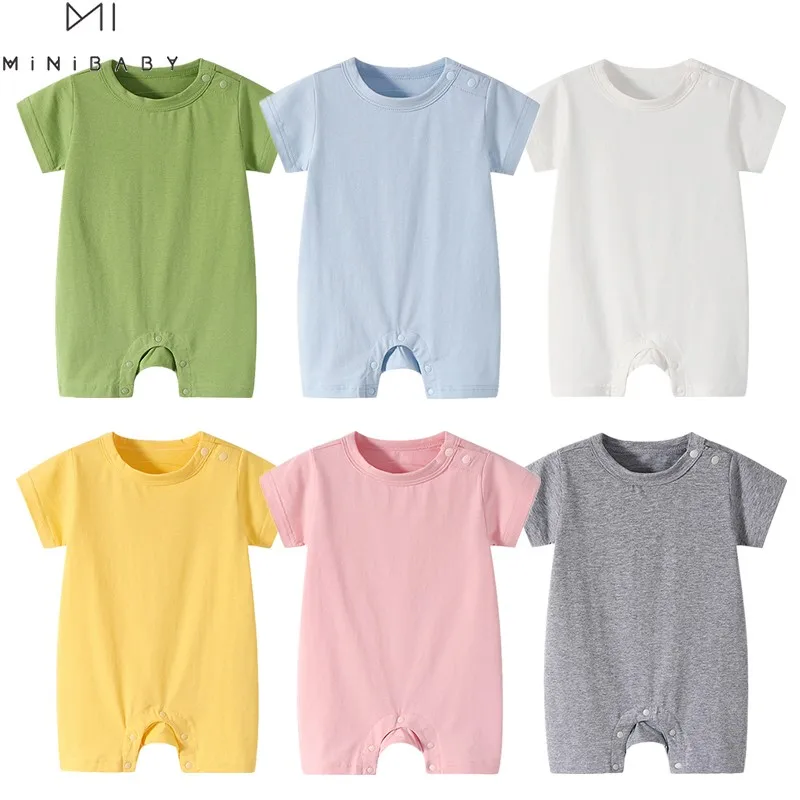 

Summer Baby Romper For Boys 2023 Newborn Girls Clothes Cotton Jumpsuit 0-24m Short Sleeve 6 Colors Outfit Unisex Toddler Costume