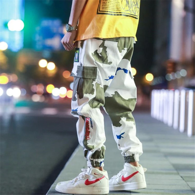 Цветные камуфляжные штаны-карго мужские модные мешковатые тактические брюки хип-хоп повседневные Хлопковые Штаны с несколькими карманами уличная одежда
