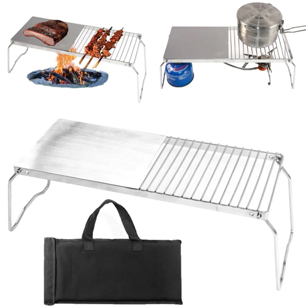 Portable Folding Bbq Grill Stove Barbecue Bracket Outdoor Stainless