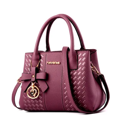 Women's Fashion Designer Tote Luxury Brand Leather Handbag Female Messenger Bag Solid Casual Ladies Crossbody bags Large - Цвет: Purple