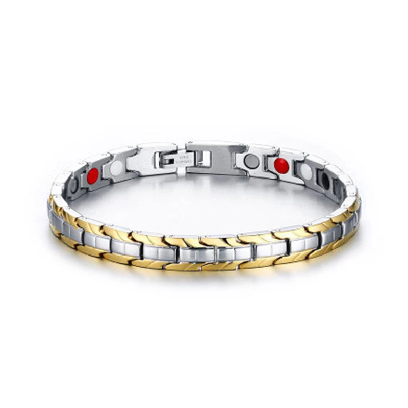 

Charm Gold Color Stainless Steel Chain Bracelets Men Fashion Magnetic Stone Health Bangles for Women Femme 2020 New Jewelry
