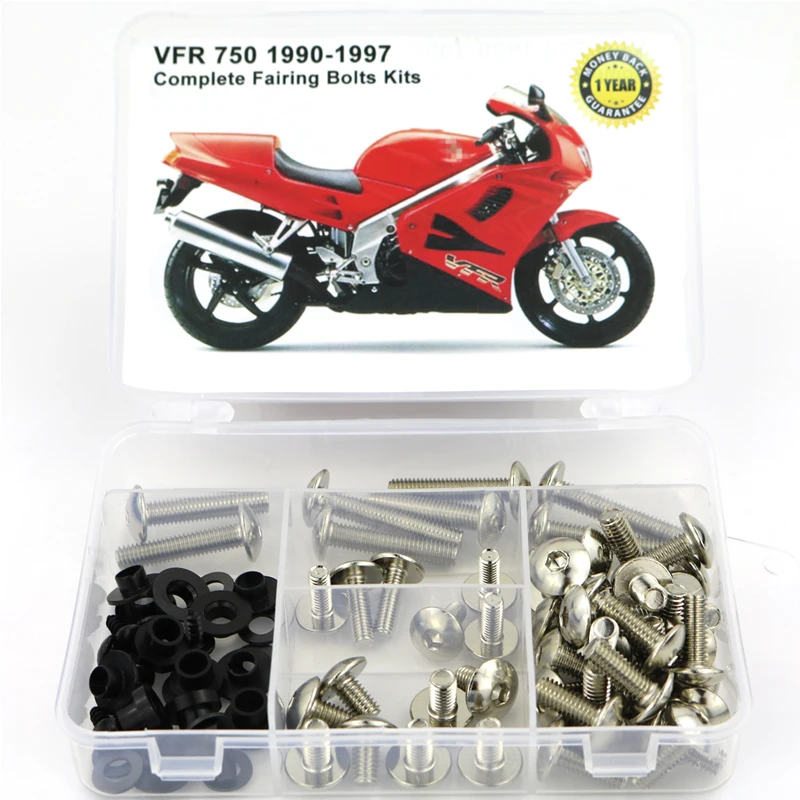 

Fit For Honda VFR 750 1990-1997 Motorcycle Complete Full Fairing Bolts Kit Steel Bodywork Screws Fairing Clips Nuts