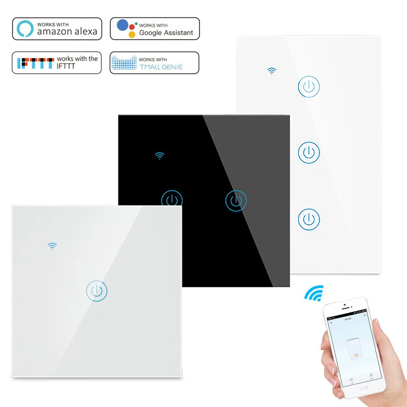 

WiFi Smart Light smart home glass panel Touch Switch light switch Compatible with Alexa amazon Google Home Smart Switch