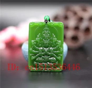 

Carved Thousand-hand Bodhisattva Jade Pendant Natural Chinese Green Beads Necklace Charm Jewellery Fashion Lucky Amulet Man