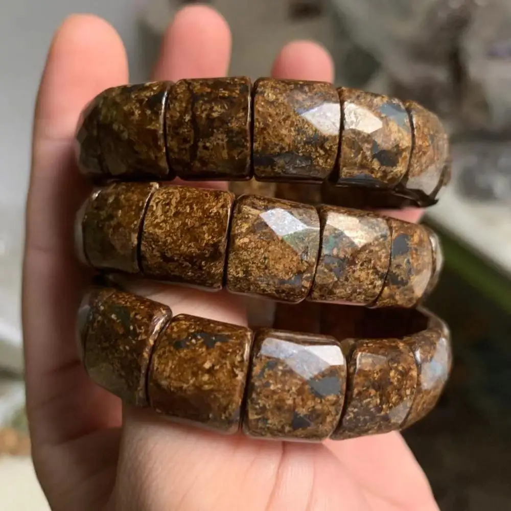 bronzite stone beads bracelet natural gem stone jewelry bangle DIY jewelry for woman for man wholesale