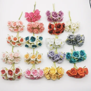 

6pcs/lot Artificial flowers Silk roses wedding shoes headdress DIY home decoration Flower wall artificial bridal wreath collage