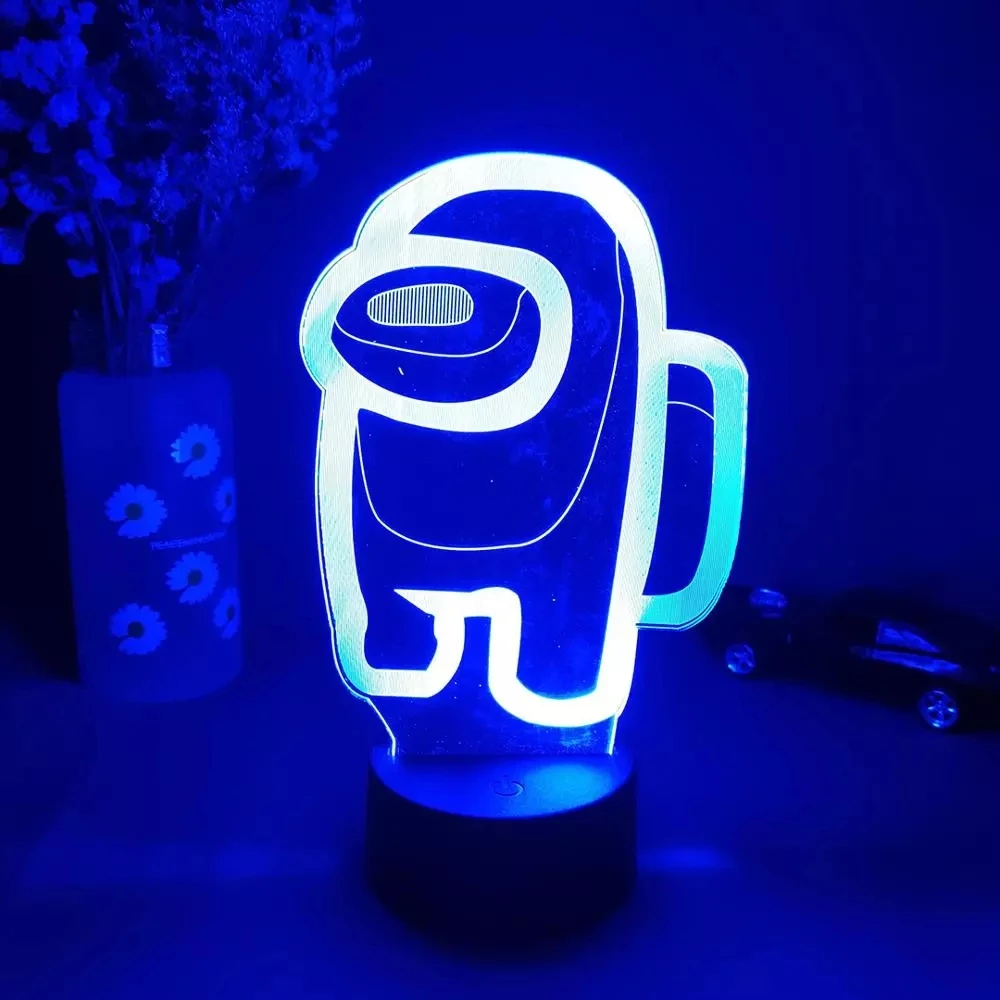 

Hot Friends Game Among us LOGO 3D Illusion Desktop Lamp Coffee Table Decor LED Sensor Lights Atmosphere Bedside Night Lamps