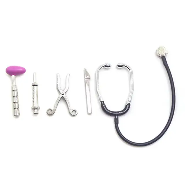 5Pcs 1/12 Dollhouse Mini Stethoscope Care Tools Hospital Accessories Toys Set 3
