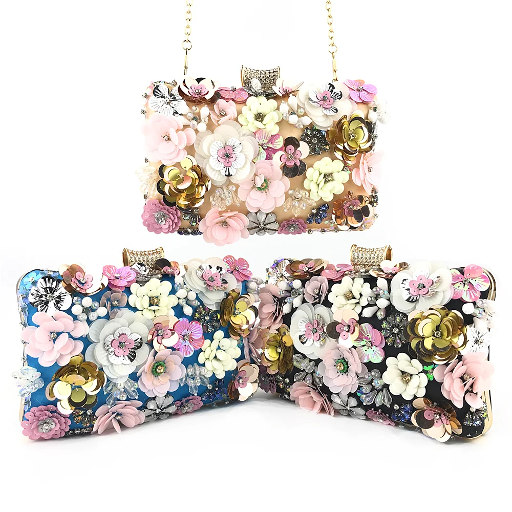 

BaoYaFang Beading Flower Handbags Dinner Evening Bags Women Wedding bag for bride Chain Shoulder Bags Day Clutches