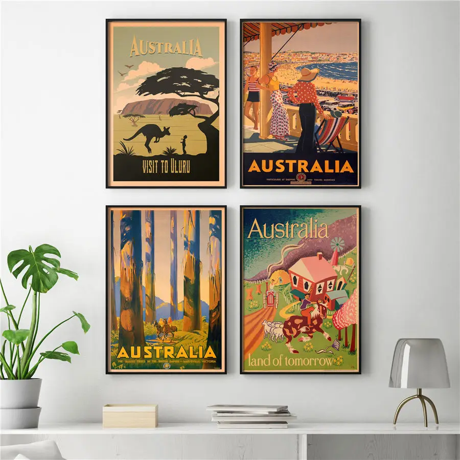 Винтажный Австралийский постер, крафт-бумага, Настенная картина, авантюрное путешествие, ретро Рисование домашнего декора, кафе, паб, бар, наклейка 42x30 см