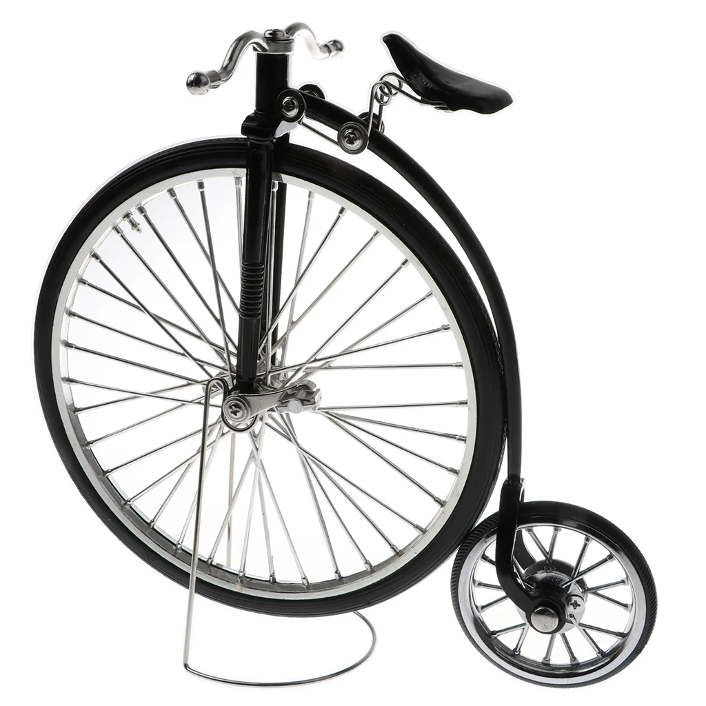 1/10th Retro Diecast Bicycle High Wheel Bike Model Collection Toy Gits Black