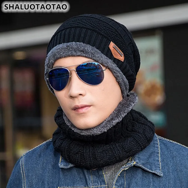 SHALUOTAOTAO Новая мужская теплая вязаная шапка зимняя модная бархатная утепленная