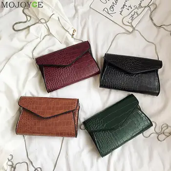 

Fashion Women Envelope Shoulder Messenger Bag Retro Crocodile PU Leather Female Solid Color Small Chain Crossbody Bags