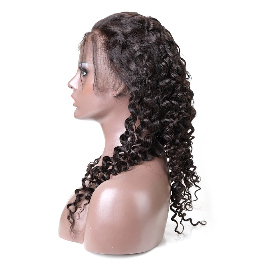 Luvin OneCut волосы глубокая волна 360 фронтальный парик шнурка 250 плотность предварительно сорванные с детскими волосами бразильские кудрявые человеческие волосы парики