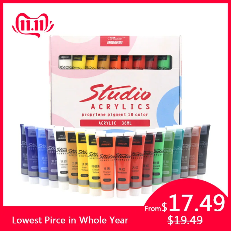 Billige Acryl Malen Set Farben 36 ml Stoff Farbe für Kleidung Textil nagel faser pigment acrylfarben für malerei große Kunst liefert