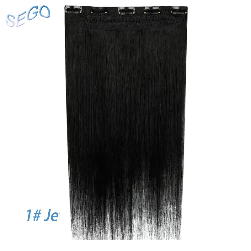 SEGO 1"-24" клип в одном куске настоящие человеческие волосы для наращивания 1 p/w 5 клипов не Реми кусок прямые индийские волосы 40 г-60 г