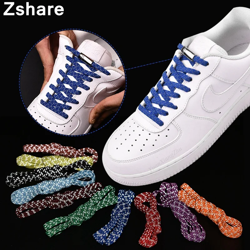 1Pair Elastic Reflective Magnetic Shoelaces Quick Locking No Tie Shoe laces Adult children Shoelace Sneakers Running Shoe Laces