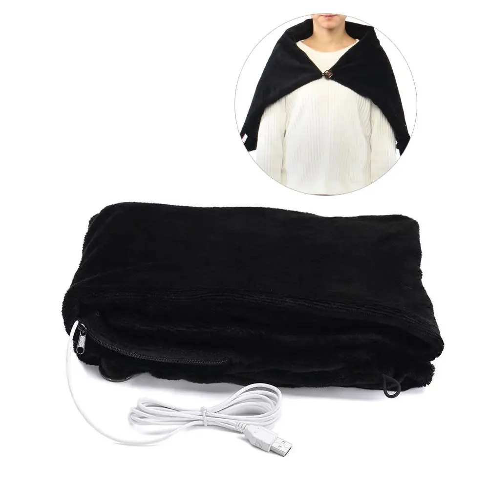 80*45 см USB нагревательное одеяло s мягкое углеродное волокно электрическое теплое Отопление Одеяло плечи шеи Отопление шаль 5 в 4 Вт зимняя теплая - Цвет: Black