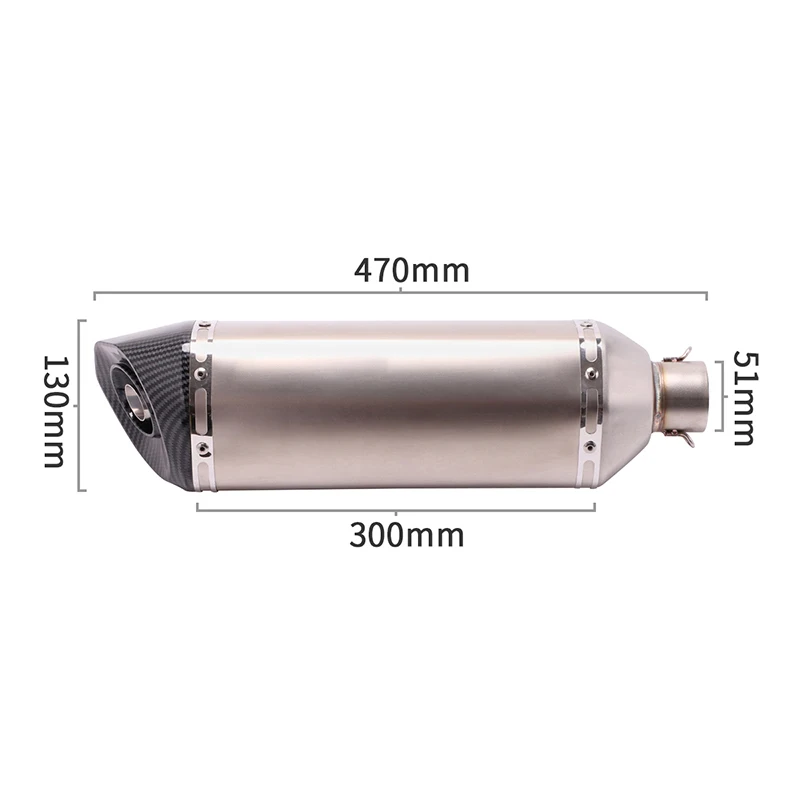 Slip On 470MM 570MM Universal Motorcycle Exhaust Pipe Escape Muffler Removable DB Killer 51MM For R3 Z900 TRK502 CBR500 CBR1000 - Image 6