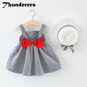 

Thunderers Summer Baby Girl Clothes Set Sleeveless Plaid Shirt With Short Pants Kids 2pcs Outfits Infant Clothing Suit 18M-4Y