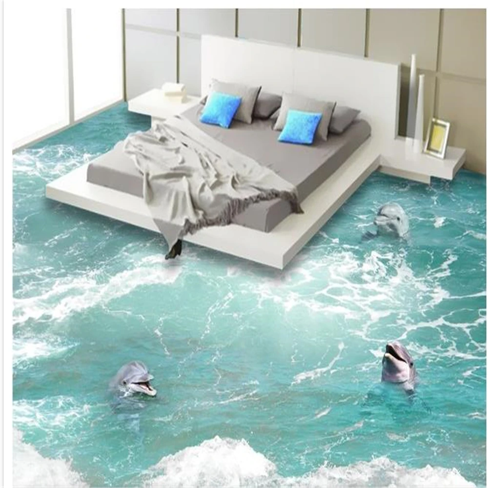 

beautiful scenery wallpapers Dolphin 3D Floor 3d floor painting wallpaper pvc self-adhesive wallpaper