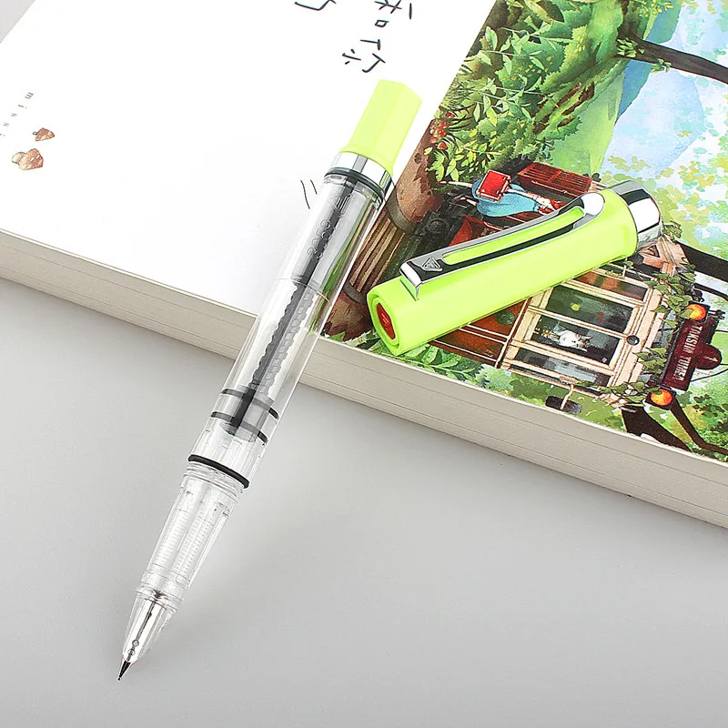 Fountain Pen Lanbitou Transparent Fountain Pen Plastic F/EF/Hooded Nib Piston Filler Ink Pens for Writing School Office Supplies Stationery