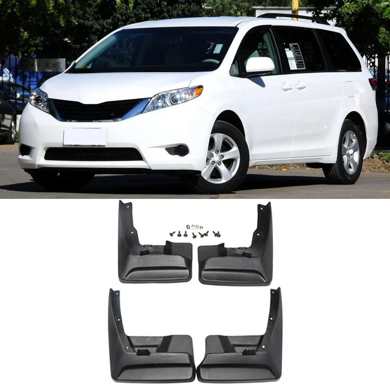 Комплект из 4 брызговиков для Toyota Sienna 2011 2012 2013 2014 2015 2016 2017 передние задние левые и