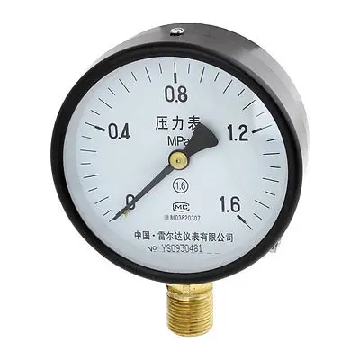 

0-1.6Mpa Scale Range 1/2" NPT Rounded Dial Air Pressure Measure Gauge