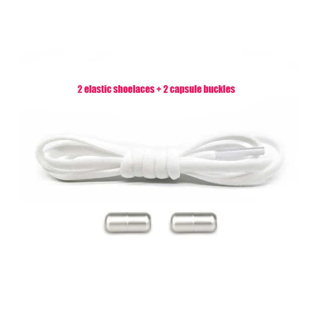 Elastic No Tie Shoelaces Semicircle Shoe Laces For Kids and Adult Sneakers Shoelace Quick Lazy Metal Lock Strings Rope Round 5PUREWHITE