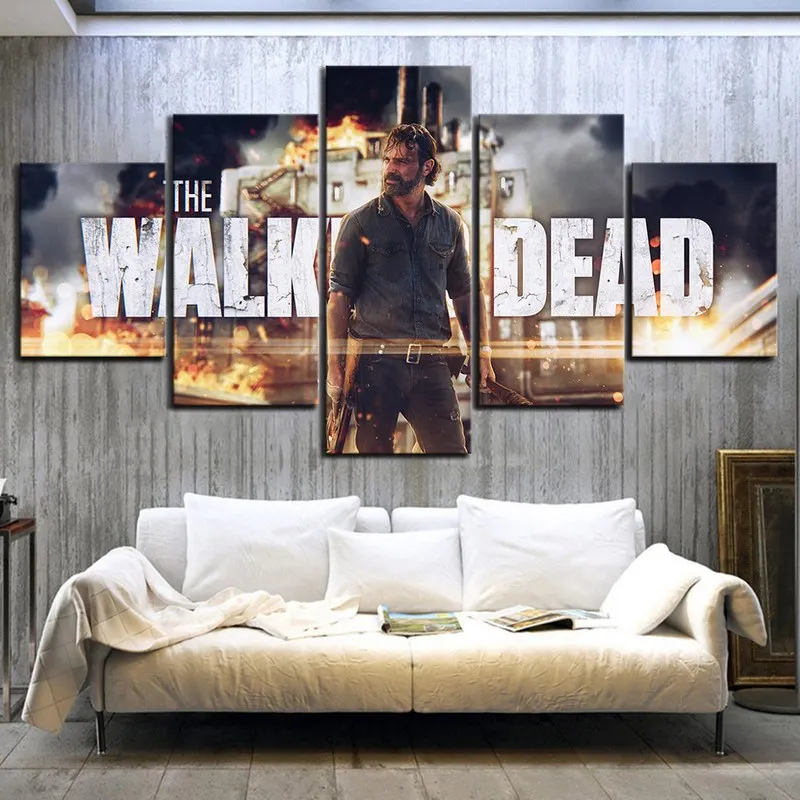 

No Framed Canvas 5Pcs The Walking Dead Rick Movie Wall Art Poster Picture Home Decor For Living Room Paintings Decorations