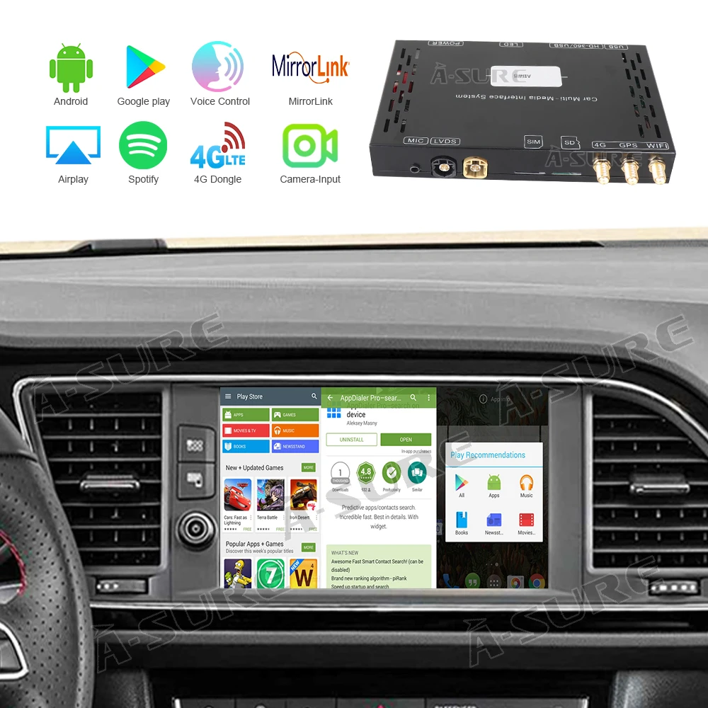 A Sure Car Video Interface Android 9 0 Autoradio Gps Navi Smart Infotainmet Box For Seat Ibzia Leon Ateca Arona 4g Lte Sim Wifi Car Multimedia Player Aliexpress