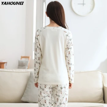 

Cotton Pajamas Sets For Women 2019 Autumn Long Sleeve O-neck Pyjama Girls Cute Cartoon Sleepwear Lounge Homewear Indoor Clothing