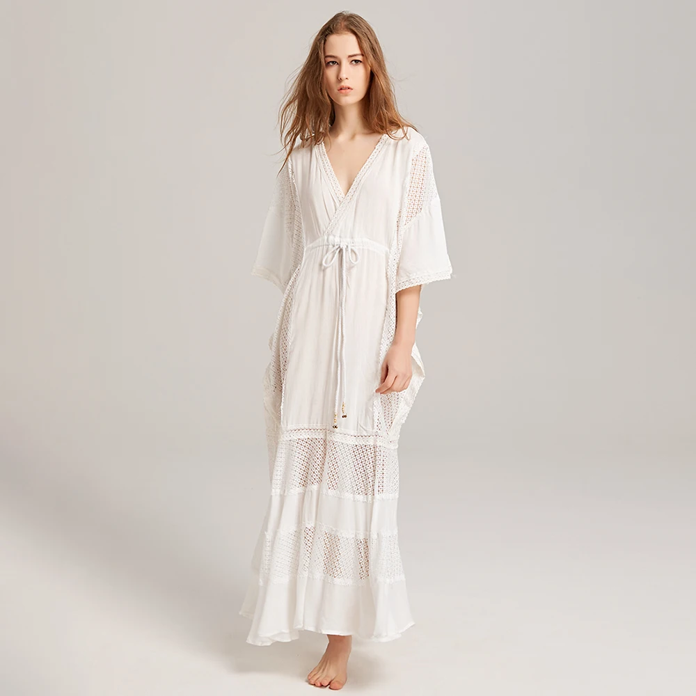 Boho элегантное платье макси с вырезами, сексуальное винтажное платье с v-образным вырезом и открытой спиной, шикарные платья, летние женские свободные повседневные платья