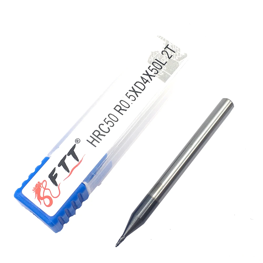 1PC R0.5XD4X50L 2 flute Solid Carbide Ball Nose CNC Milling Cutter HRC50 Tungsten Steel Ball Nose End Mill Cutting Tools