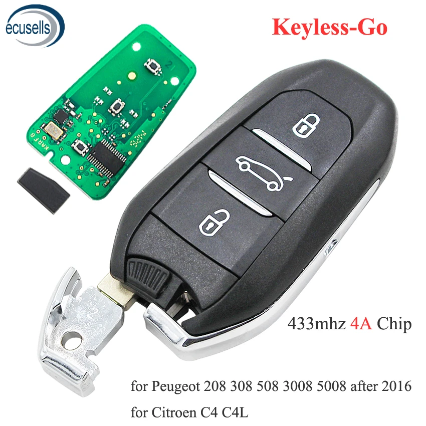 Cle Telecommande Intelligente Hu 433mhz 4a Avec Cle D Urgence Pour Voiture Peugeot 8 308 508 3008 5008 Et Citroen C4 C4l Aliexpress